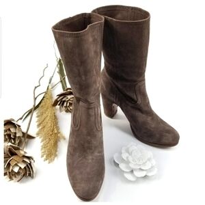 FRYE  Brown Suede Studded Sole Heel Boot 9.5m